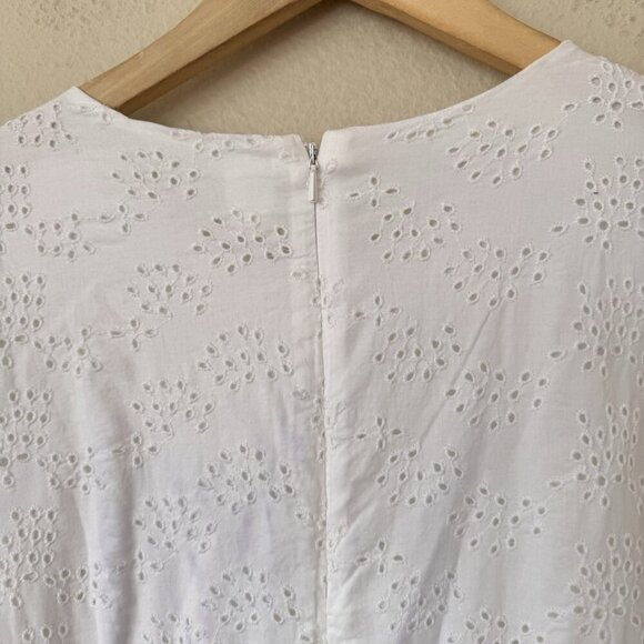 GAP WHITE A LINE BALLOON SLEEVE EYELET DRESS NWT SIZE 10 Hidden Back Zipper - Picture 10 of 10